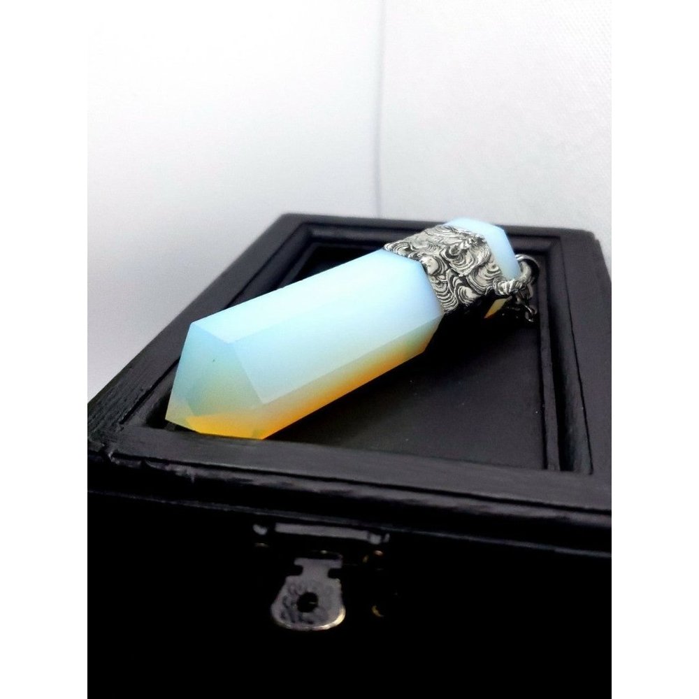 Huge Opalite Tower Statement Necklace Gothic Fant… - image 4